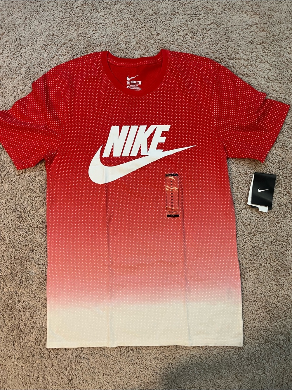 Nike Red to Cream Gradient Short-Sleeve Logo Tee